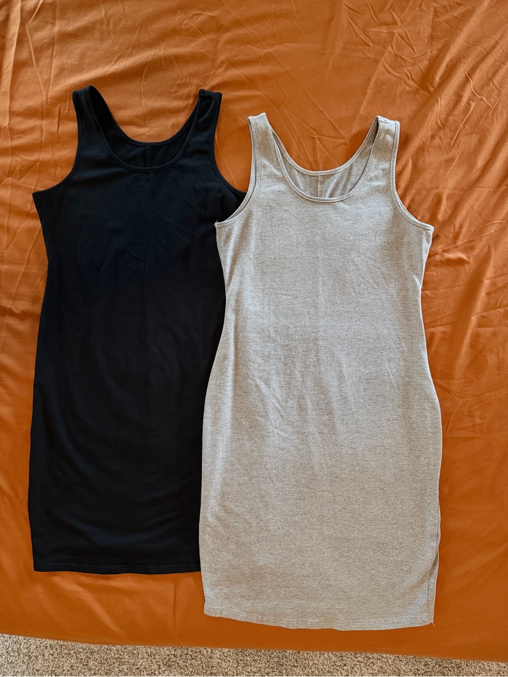 Classic Tank Bodycon Dress in Black and Heather Gray